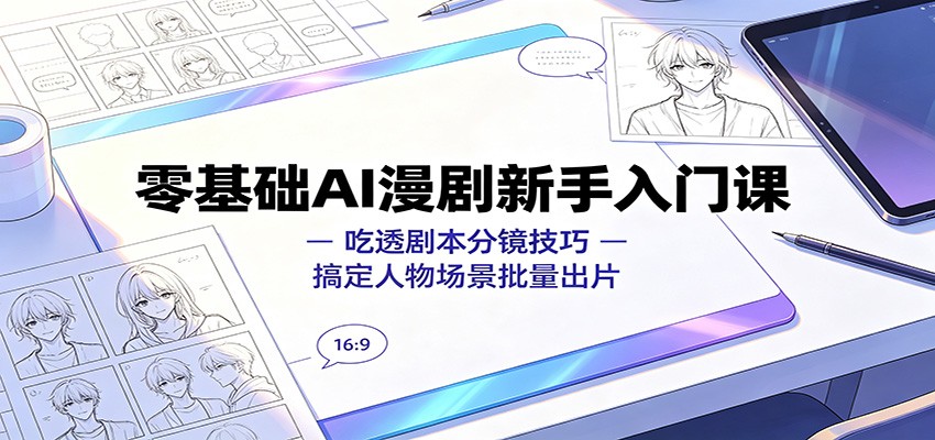 零基础AI漫剧新手入门课：吃透剧本分镜技巧，搞定人物场景批量出片-极客网创