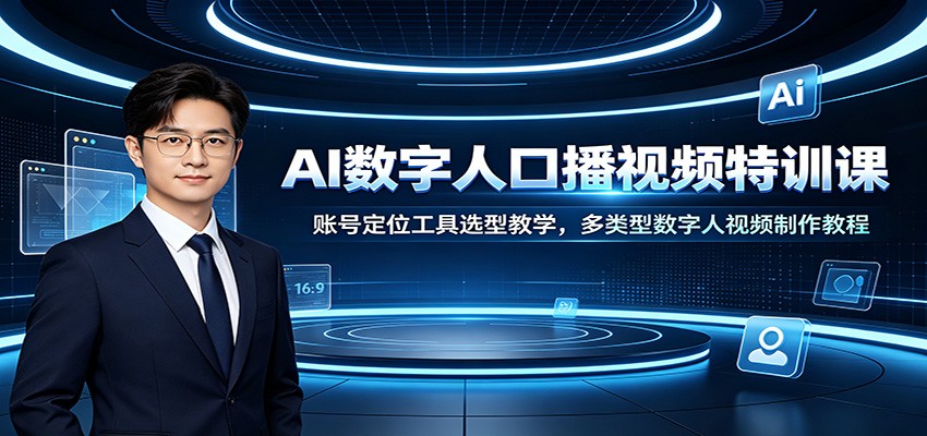 AI数字人口播视频特训课：账号定位工具选型教学，多类型数字人视频制作教程-极客网创