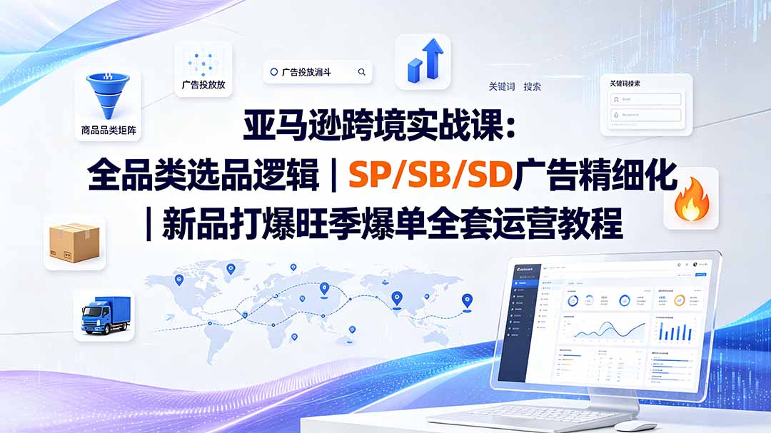 亚马逊跨境实战课-更新：全品类选品逻辑｜SP/SB/SD广告精细化｜新品打爆旺季爆单全套运营教程-极客网创