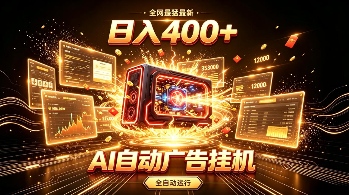 全网最猛最新的AI自动广告挂G，狠收益日入400+，真正做到躺賺式变现【揭秘】-极客网创