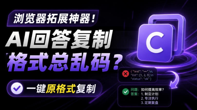 你的AI回答内容复制格式总乱码?完美一键保留原格式复制,办公宝藏浏览器插件Copy With Format-极客网创