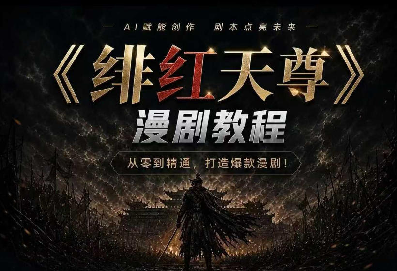 绯红天尊AI漫剧系统教程|从零入门到精通,工具运用+剧本创作+爆款逻辑+提示词素材+镜头剪辑,全套爆款漫剧落地实战课-极客网创