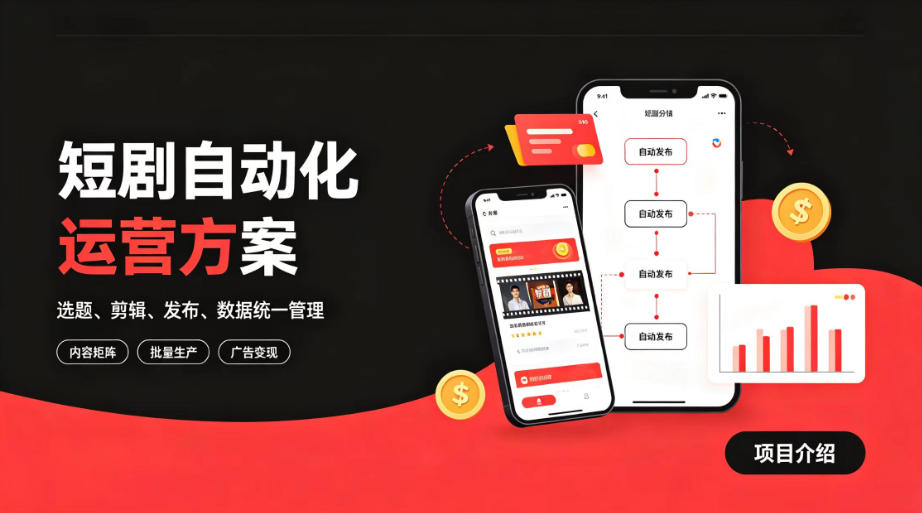 快手全自动短剧矩阵项目|自动化分发,流量持续变现【揭秘】-极客网创