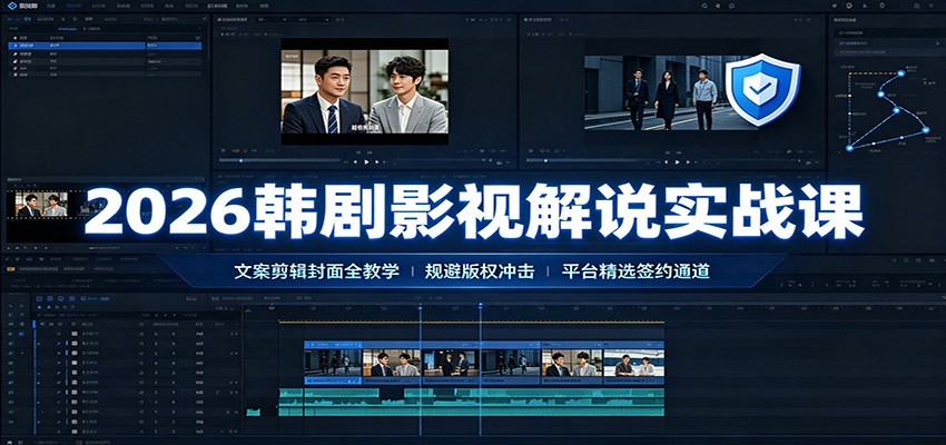 2026韩剧影视解说实战课:文案剪辑封面全教学,规避版权冲击平台精选签约通道-极客网创