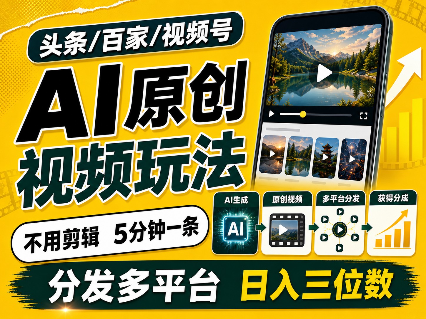 2026头条百家号升级玩法 5分钟一条原创视频 发多平台赚收-极客网创