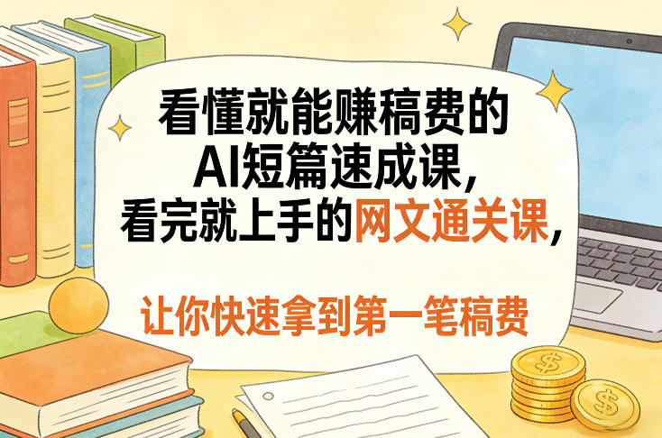 看懂就能賺稿费的AI短篇速成课，看完就上手的网文通关课，让你快速拿到第一笔稿费(更新8月)-极客网创
