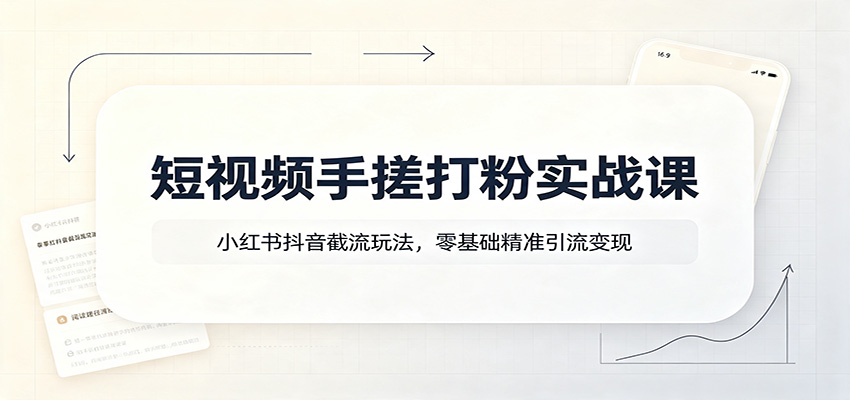 短视频手搓打粉实战课：小红书抖音截流玩法，零基础精准引流变现-极客网创