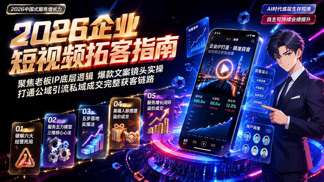 2026AI时代服务增长力实战课-无水印|五力模型三维心法教学,破解门店客源流失低价内卷实现长效业绩增长-极客网创
