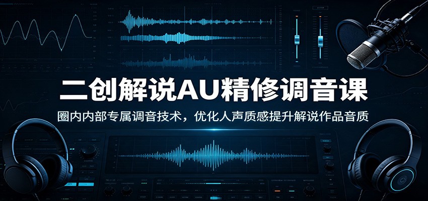 二创解说AU精修调音课:圈内内部专属调音技术,优化人声质感提升解说作品音质-极客网创