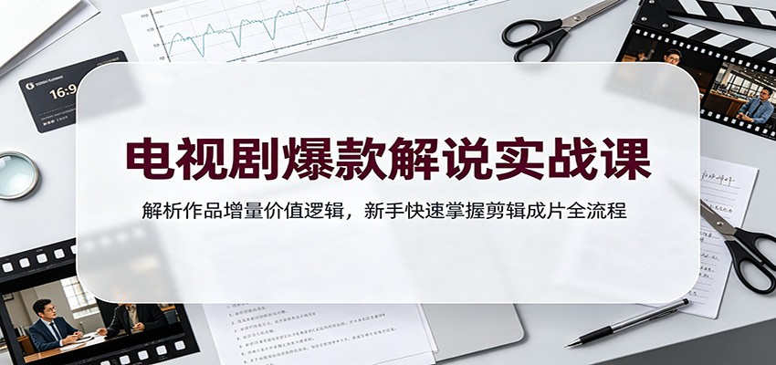 电视剧爆款解说实战课：解析作品增量价值逻辑，新手快速掌握剪辑成片全流程-极客网创