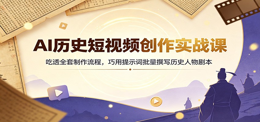 AI历史短视频创作实战课:吃透全套制作流程,巧用提示词批量撰写历史人物剧本-极客网创