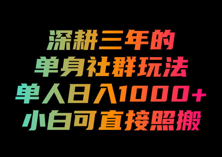 深耕三年的单身社群玩法，单人日入1000+，小白可直接照搬！【揭秘】-极客网创