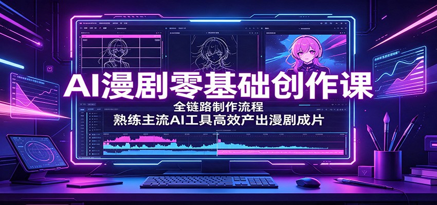 AI漫剧零基础创作课:全链路制作流程,熟练主流AI工具高效产出漫剧成片-极客网创