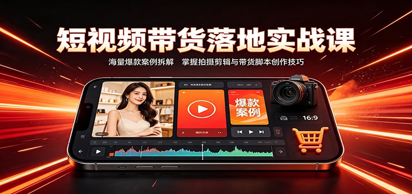 短视频带货落地实战课：海量爆款案例拆解，掌握拍摄剪辑与带货脚本创作技巧-极客网创