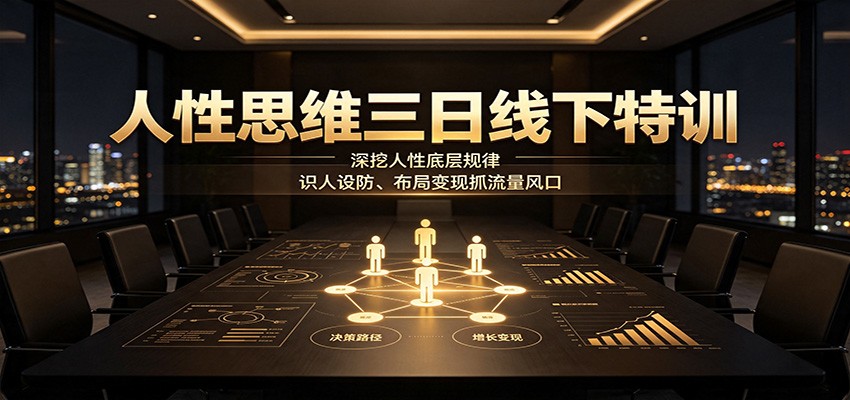 人性思维三日线下特训：深挖人性底层规律，识人设防、布局变现抓流量风口-极客网创