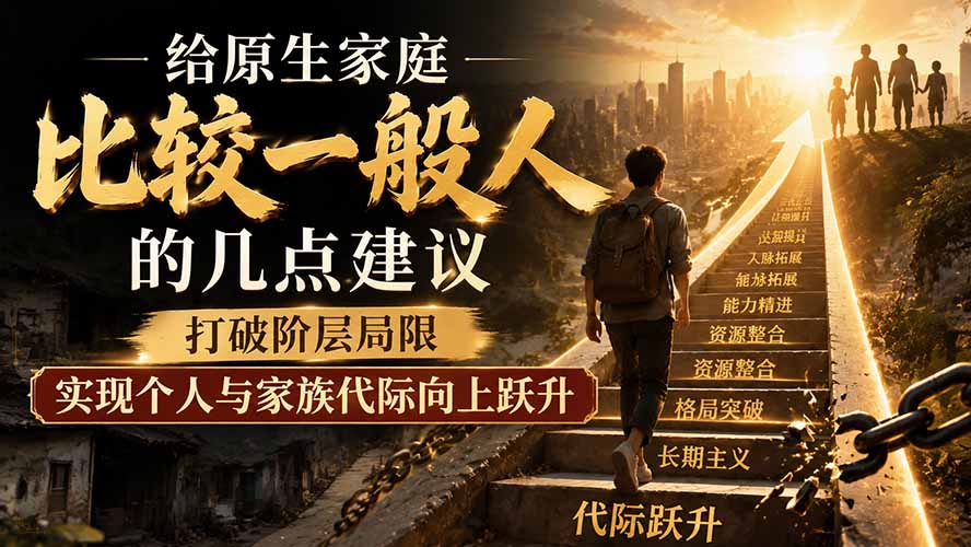付费文章:给原生家庭比较一般人的几点建议,打破阶层局限,实现个人与家族代际向上跃升-极客网创