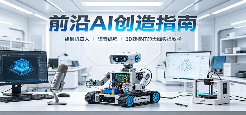 前沿AI创造指南：组装机器人、语音编程、3D建模打印大咖实操教学-极客网创