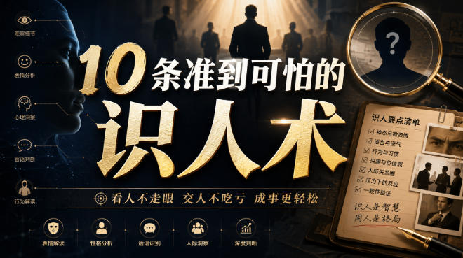 付费文章：10条准到可怕的识人术-极客网创