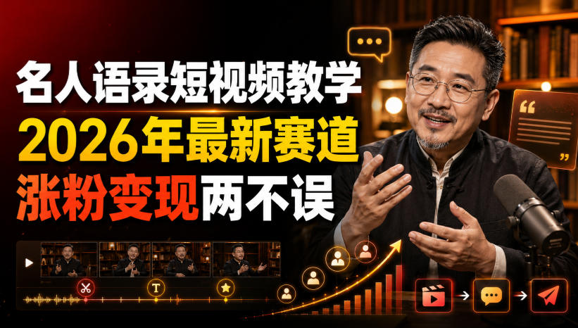 名人语录短视频教学，2026年最新赛道，涨粉变现两不误-极客网创