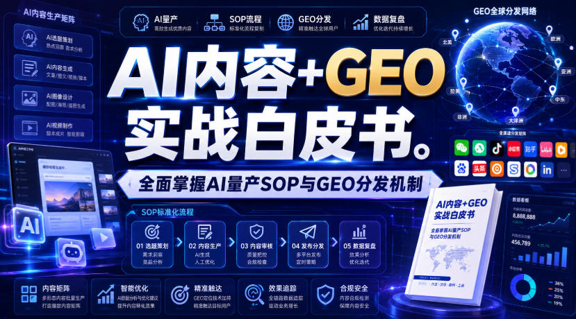 AI内容+GEO实战白皮书，全面掌握AI量产SOP与GEO分发机制【文档】-极客网创