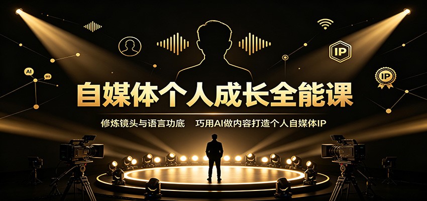 自媒体个人成长全能课：修炼镜头与语言功底，巧用AI做内容打造个人自媒体IP-极客网创