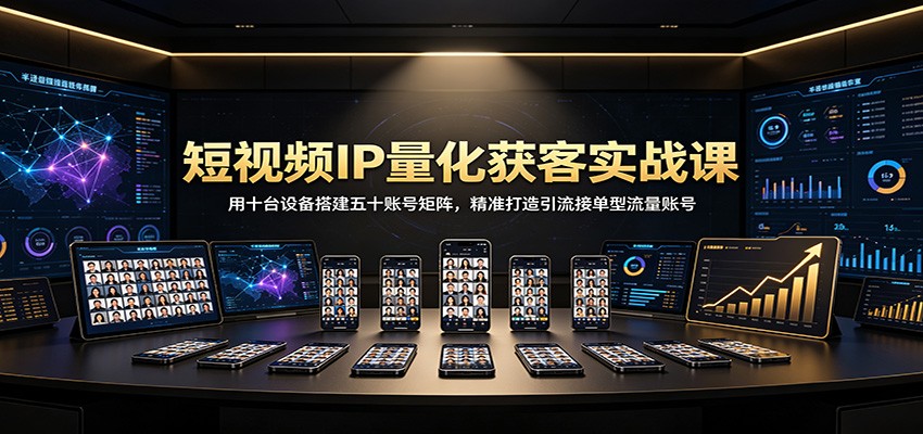 短视频IP量化获客实战课:用十台设备搭建五十账号矩阵,精准打造引流接单型流量账号-极客网创