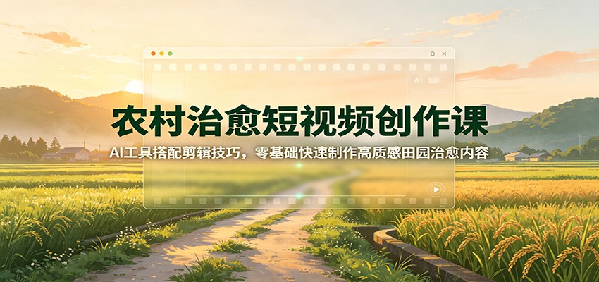农村治愈短视频创作课：AI工具搭配剪辑技巧，零基础快速制作高质感田园治愈内容-极客网创