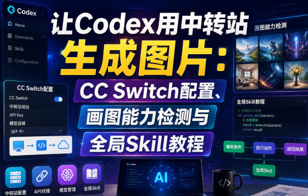 让Codex用中转站生成图片:CC Switch配置、画图能力检测与全局Skill教程-极客网创