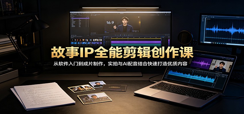 故事IP全能剪辑创作课：从软件入门到成片制作，实拍与AI配音结合快速打造优质内容-极客网创