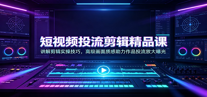 短视频投流剪辑精品课:讲解剪辑实操技巧,高级画面质感助力作品投流放大曝光-极客网创