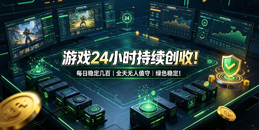游戏24小时持续创收！每日稳定几百，全天无人值守，绿色稳定！【揭秘】-极客网创