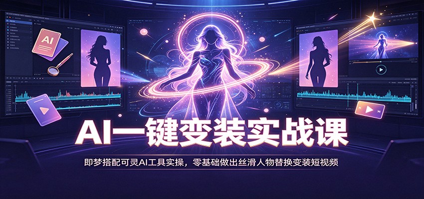 AI一键变装实战课：即梦搭配可灵AI工具实操，零基础做出丝滑人物替换变装短视频-极客网创