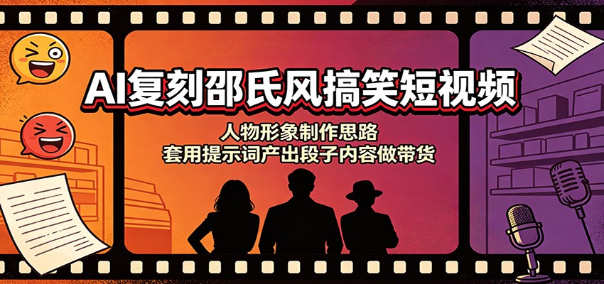 AI复刻邵氏风搞笑短视频：人物形象制作思路，套用提示词产出段子内容做带货-极客网创