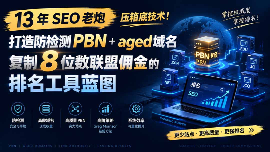 13 年 SEO 老炮压箱底技术!打造防检测 PBN+aged 域名,复制 8 位数联盟佣金的排名工具蓝图【原创双语字幕】-极客网创
