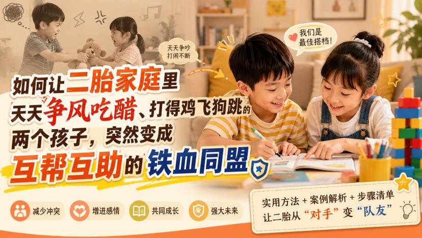 付费文章:如何让二胎家庭里天天争风吃醋、打得鸡飞狗跳的两个孩子,突然变成互帮互助的铁血同盟?-极客网创