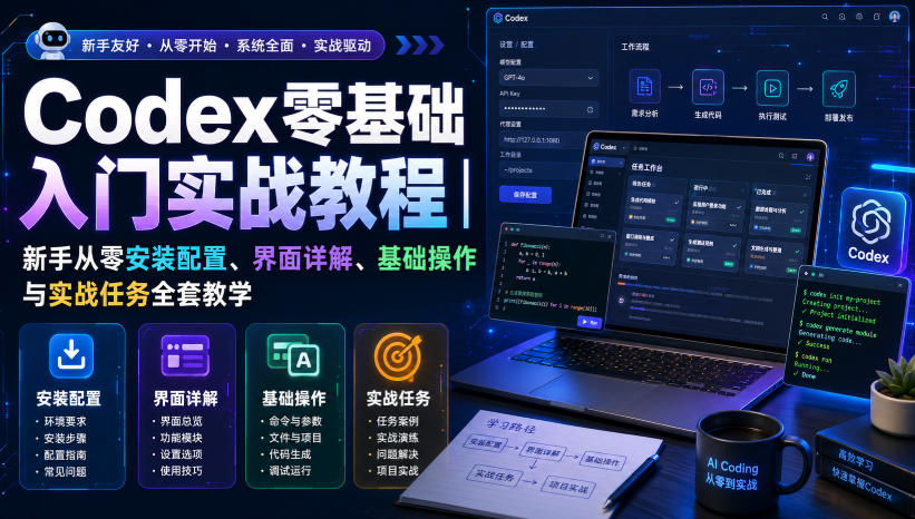 Codex零基础入门实战教程｜新手从零安装配置、界面详解、基础操作与实战任务全套教学-极客网创