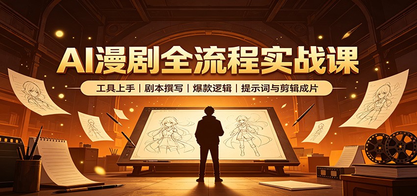 AI漫剧全流程实战课：工具上手、剧本撰写、爆款逻辑、提示词与剪辑成片-极客网创