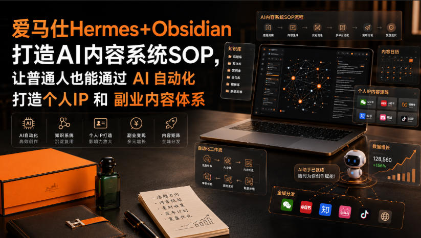 爱马仕Hermes+Obsidian打造AI内容系统SOP，让普通人也能通过 AI 自动化打造个人IP 和 副业内容体系-极客网创