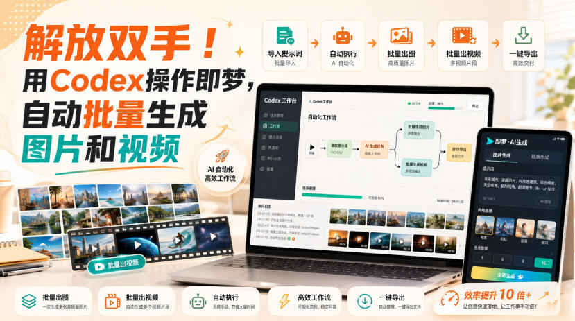 解放双手！用Codex操作即梦，自动批量生成图片和视频-极客网创