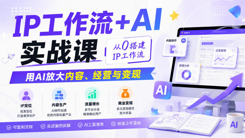 IP工作流+AI实战课,从0搭建IP工作流,用AI放大内容、经营与变现-极客网创