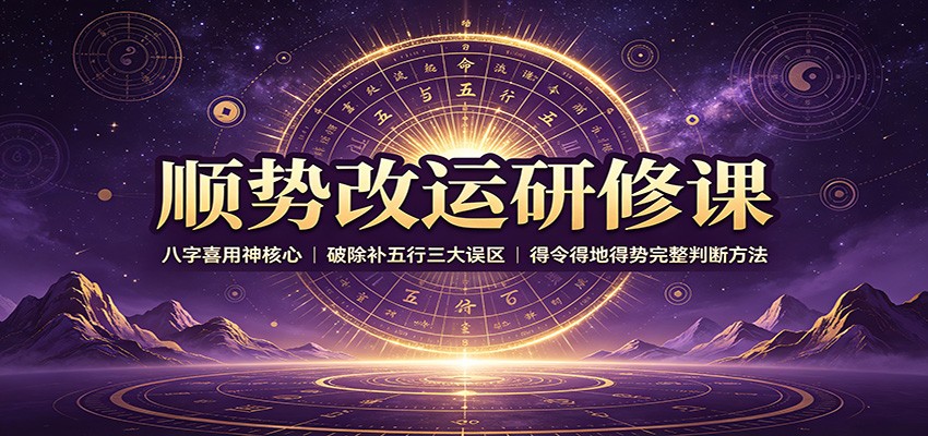 顺势改运研修课：八字喜用神核心，破除补五行三大误区，得令得地得势完整判断方法-极客网创