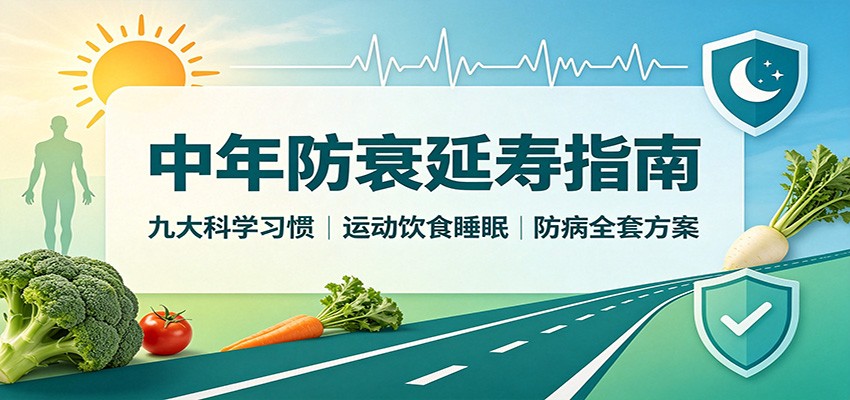 中年防衰延寿指南：九大科学习惯，运动饮食睡眠防病全套方案-极客网创