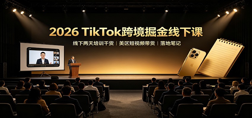 2026 TikTok跨境掘金线下课：线下两天培训干货，美区短视频带货落地笔记-极客网创
