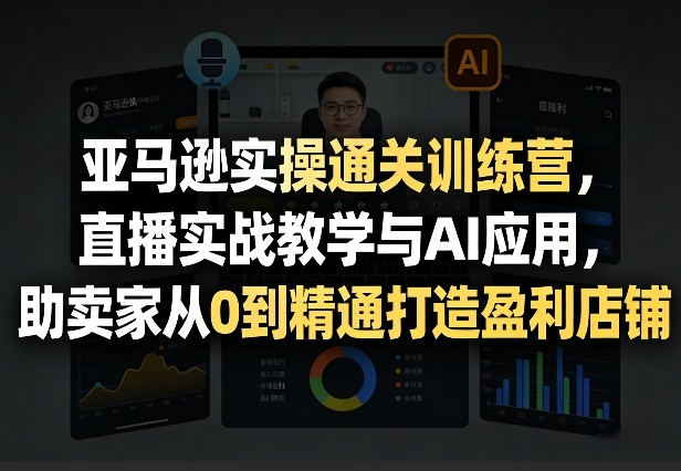 亚马逊实操通关训练营，直播实战教学与AI应用，助卖家从0到精通打造盈利店铺(更新8月17日)-极客网创