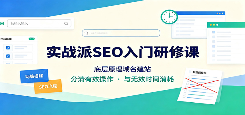 实战派SEO入门研修课：底层原理域名建站，分清有效操作与无效时间消耗-极客网创