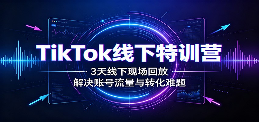 TikTok线下特训营：3天线下现场回放，解决账号流量与转化难题-极客网创