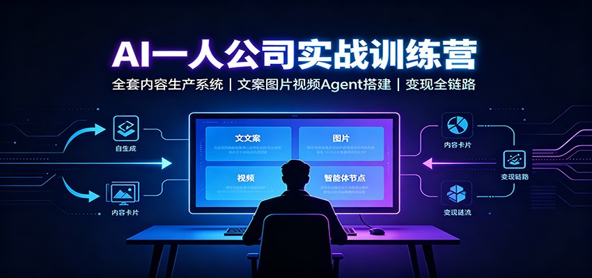 AI创作一人公司实战训练营：全套内容生产系统，文案图片视频Agent搭建变现全链路-极客网创