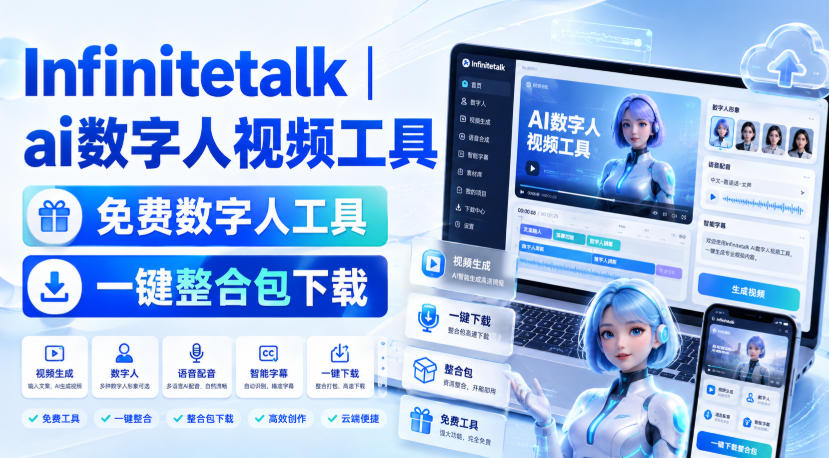 Infinitetalk丨ai数字人视频工具，免费数字人工具，一键整合包下载-极客网创