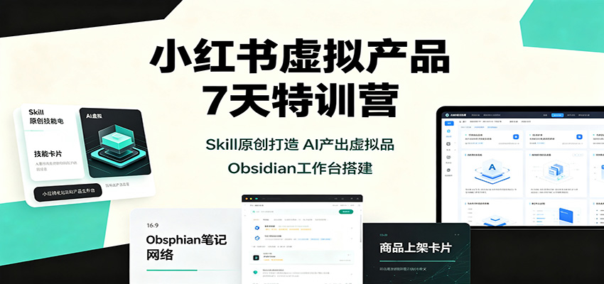 小红书虚拟产品7天特训营：Skill原创打造，AI产出虚拟品，Obsidian工作台搭建-极客网创
