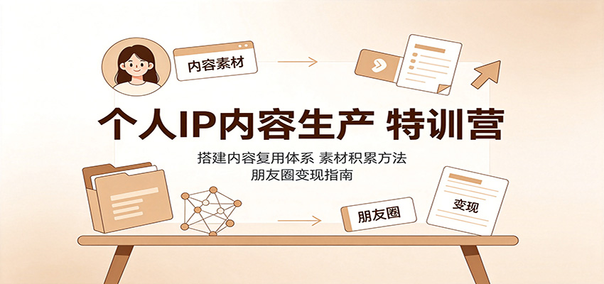 个人IP内容生产特训营：搭建内容复用体系，素材积累方法，朋友圈变现指南-极客网创
